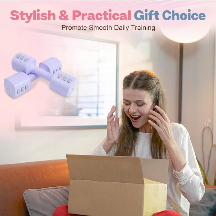 Регульований набір гантелей 2 шт. 4 в 1, для жінок, швидке налаштування, 0.9-2.3 кг, фітнес для дому, фіолетовий