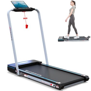 CITYSPORTS Складне електричне бігове полотно WP3 з підлокітниками, Bluetooth та аварійною зупинкою, швидкість до 12 км/год, чорно-синій колір