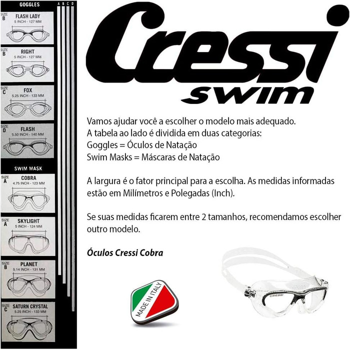 Окуляри для плавання Cressi Swim Cobra, захист від ультрафіолету, антифог