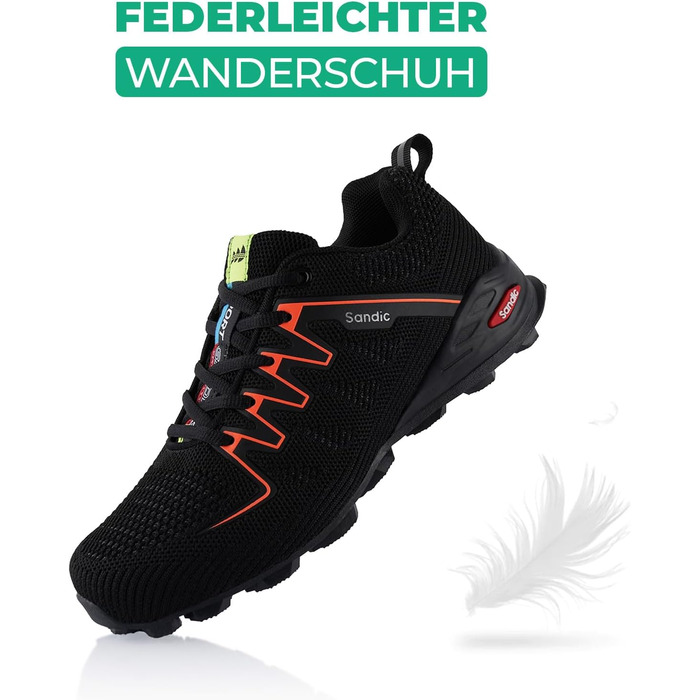 Черевики для трекінгу та трейлраннінгу для жінок та чоловіків, чорно-помаранчеві, 46 EU