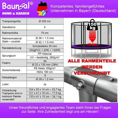 Трамплін для саду Outdoor FGOS (діаметр 305 см, ліловий + чорний) - ідеальна розвага для дітей