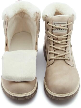 Черевики для туризму та зимові черевики ANJOUFEMME для жінок, водонепроникні та теплі зимові черевики для активного відпочинку, трекінгу та зимових прогулянок (42 EU, A19 Pelzbeige)