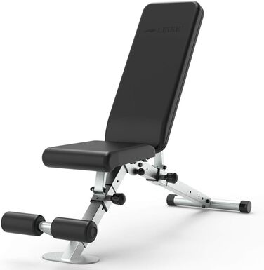 Leikefitness Регульована складана лавка для жиму, чорна, автоматичне блокування, для силових і повноцінних тренувань тіла GM5810