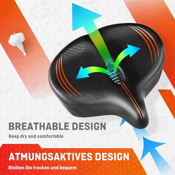 HENMI Велосипедне сідло з підвіскою, ергономічне, чорне, універсальне (Citybike, MTB, тренажер)