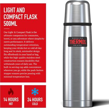 Термос із нержавіючої сталі Thermos, легка та компактна термопляшка, 0.5 л