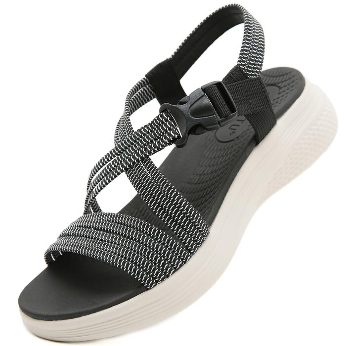 Сандалі жіночі літні зручні легкі чорні (39 EU) з ортопедичною м'якою устілкою для відпочинку та прогулянок