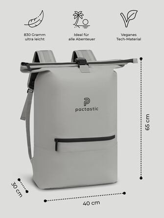 Рюкзак Pactastic Rolltop 70 л, водостійкий, для ноутбука, розширюваний, веганський матеріал, ручна поклажа