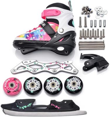 Дитячі ролики Meteor 4in1 з великими колесами, регульовані, карбонові, для дітей