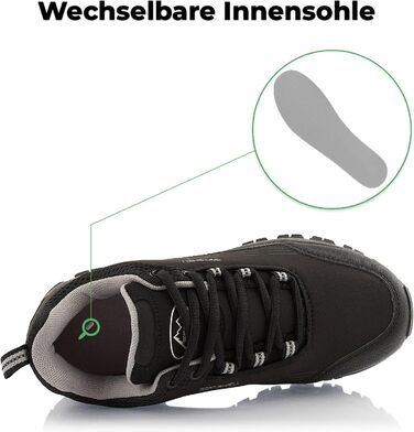 Трекінгові черевики для жінок та чоловіків, водонепроникні, чорно-зелені, 36 EU, чорно-сірі