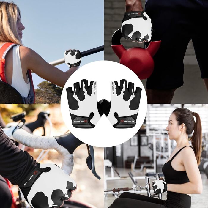 Велосипедні рукавички Westwood Fox, півпальчикові, унісекс, з підкладками на ручках, неслизькі, для MTB та шосе, літні, розмір L, білі