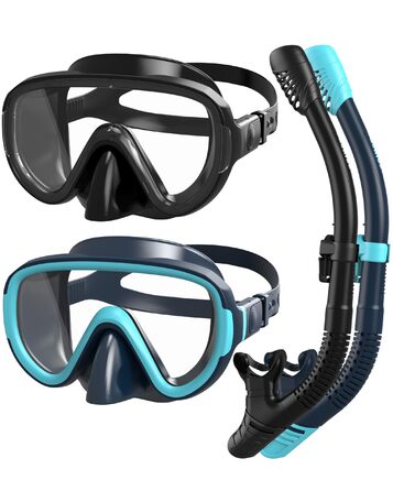 Набір для снорклінгу G2RISE для дорослих, маска для плавання та трубка, чорний+темно-зелений