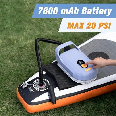 Електрична повітряна помпа Airbank Whale Shark Pro з акумулятором 7800 mAh: для SUP, каяків, човнів, наметів, повітряних зміїв. 20 PSI, перезаряджувана.