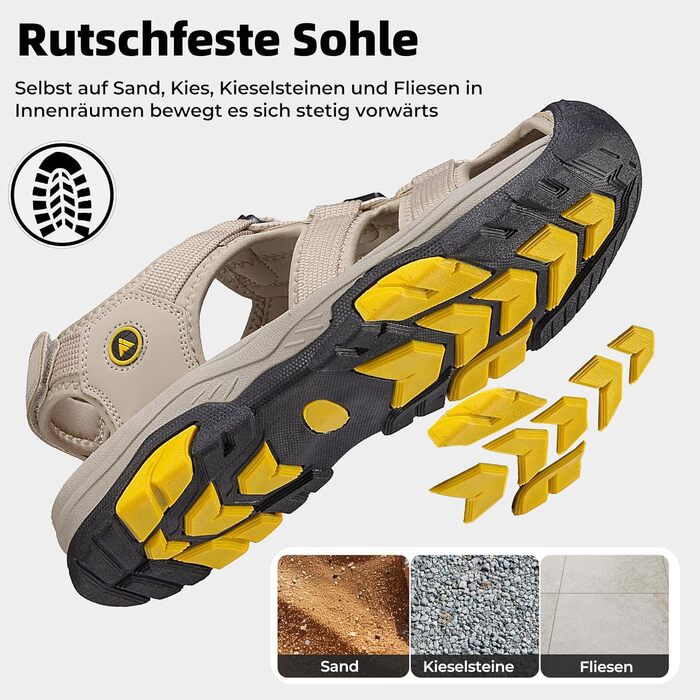 Чоловічі сандалі Mishansha закриті дихаючі водонепроникні, антиковзкі для активного відпочинку, розмір 40 EU, хакі