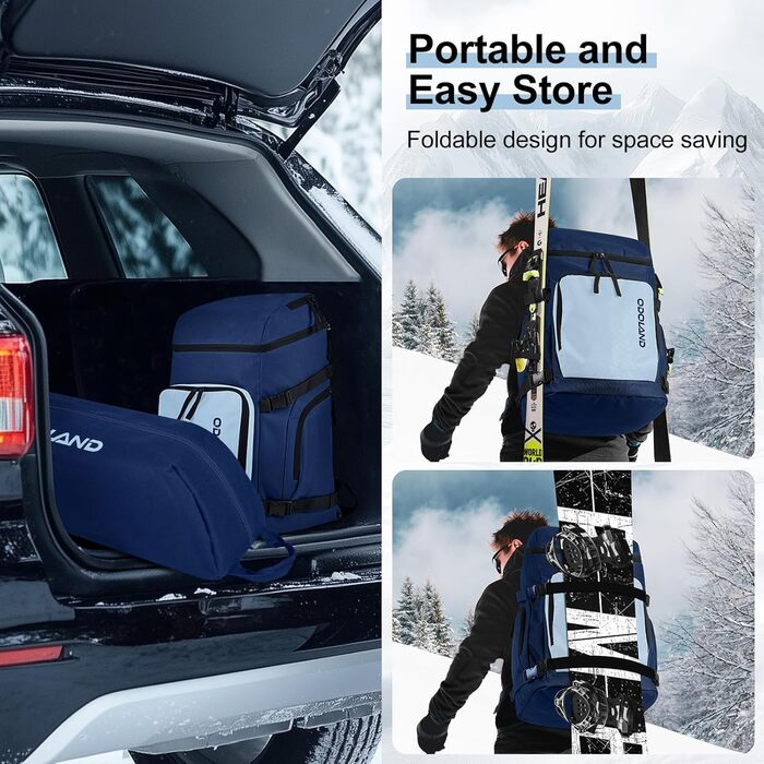 Чохол для лиж Odoland Skitasche Set: комплект для лиж та взуття, водонепроникний, до 200 см, для чоловіків та жінок