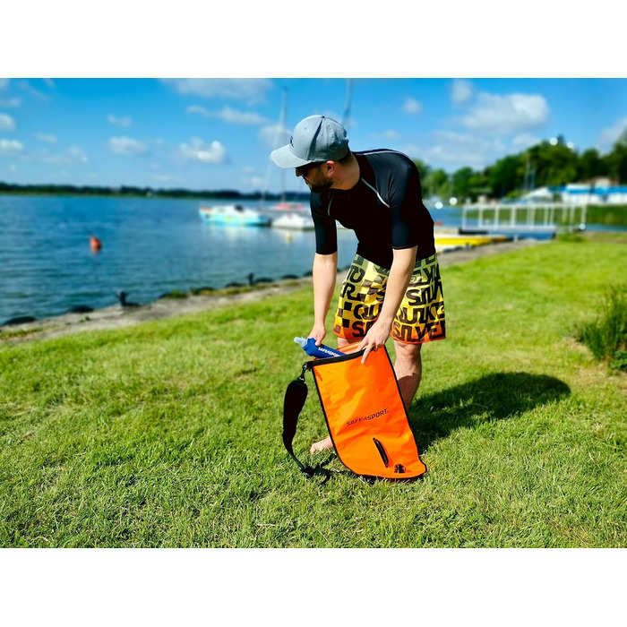 Надувна безпекова буя для плавання SAFE4SPORT RunSwimmer 3в1: водонепроникний рюкзак та гермосумка на 28л для триатлону
