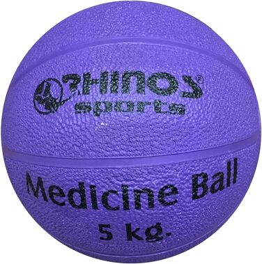 Медичний м'яч RHINOS 5 кг фіолетовий для фітнесу, гімнастики, тренувань