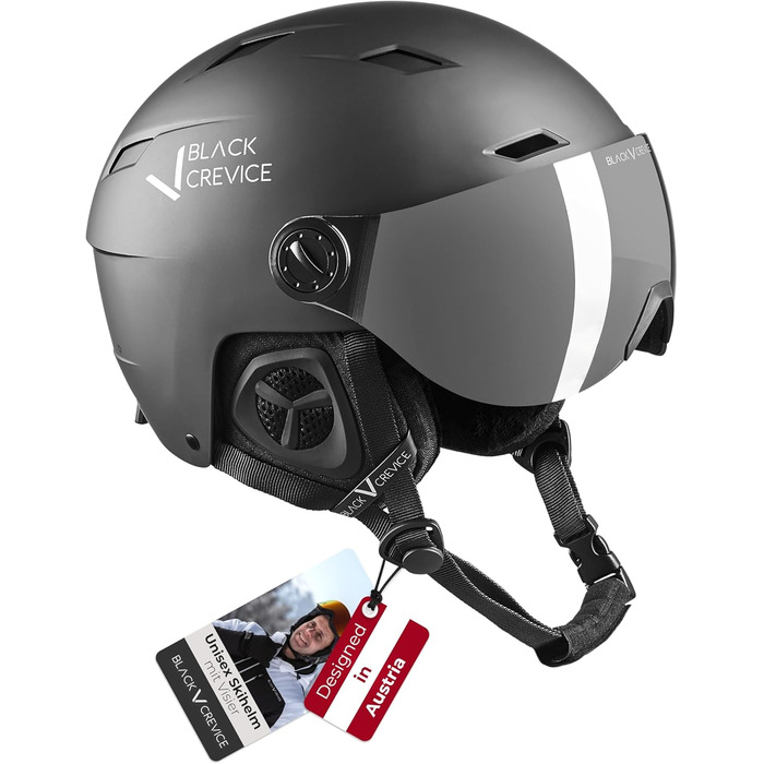 Шолом гірськолижний BLACK CREVICE Kirchberg з візором та вентиляційними отворами - дихаючий шолом для чоловіків та жінок