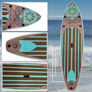 Надувна SUP-дошка MEKETUM 320x80x15 см, до 150 кг, комплект з веслом, насосом та аксесуарами для початківців і дітей, стійка для йоги, риболовлі, моря, літнього відпочинку, легка, стиль Мінтове дерево