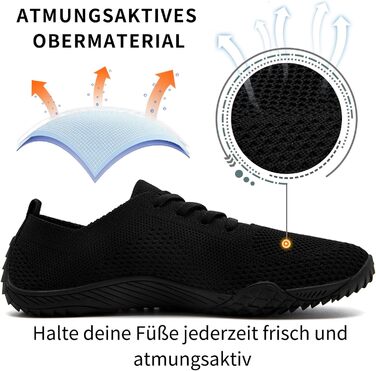 Жіночі кросівки Barfuss - легкі та зручні тапочки для дому та занять спортом, чорного кольору, розмір 39 EU