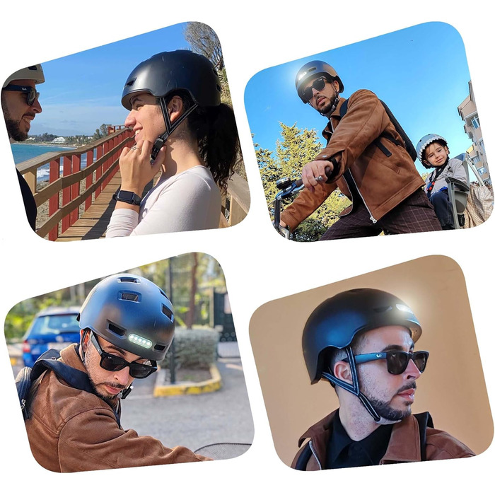 Велошолом Crazy Safety Vertigo матовий чорний з переднім та заднім USB-світлом, для скейтборду, самоката, роликів і BMX, чоловічий та жіночий, розмір M (54–57 см), Sand matt L (57–61 см)