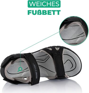 Сандалі трекінгові жіночі та чоловічі Fusskleidung літні легкі, з міцною підошвою, 43 EU, чорні