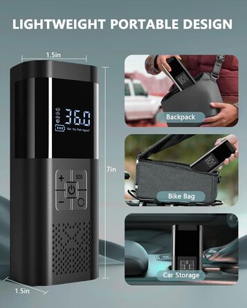 Електричний компресор для шин SERVOMASTER: велосипед, авто, мото, м'ячі. Акумуляторний, 150 PSI, з усіма насадками.