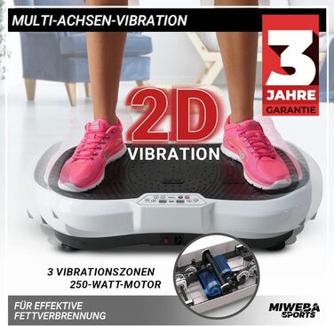 Платформа для фітнесу Miweba Sports MV100 2D, 250 Вт, 3D вібрація, осциляційна, для схуднення, домашній тренажер, чорна, 3 роки гарантії