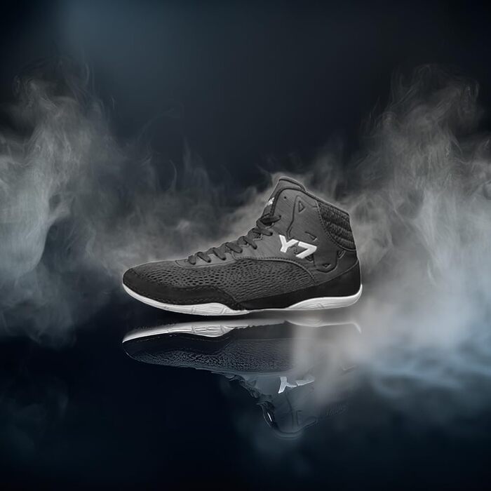 FOX-FIGHT Y7 Боксерські/Залкові Кросівки для Занять Фітнесом та Бойовими Мистецтвами | Зроблено з Нубуку | Чорно-Білі | 46 EU