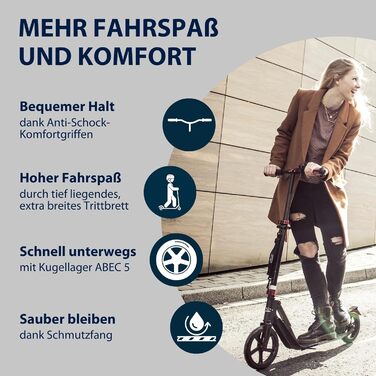 Самокат HUDORA BigWheel Style 230 алюмінієвий, великий, складаний, регульований, до 120 кг, для дорослих і підлітків