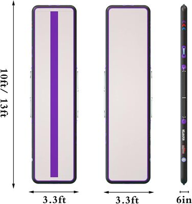 Надувна гімнастична матка Air Matte 400x100x20 см з насосом для гімнастики, йоги, дому, залу та челедингу (фіолетовий)