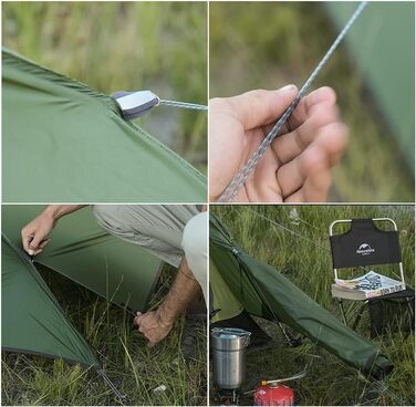 Намет Naturehike Cloud Up 1: ультралегкий намет для 1 особи на 4 сезони. Підходить для кемпінгу. (20D Waldgrün Upgrade)