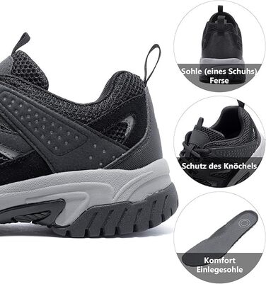 Черевики для хайкінгу чоловічі Outdoor, трекінгові, чорні, 43 EU. Зручні, дихаючі, з антиковзкою підошвою.