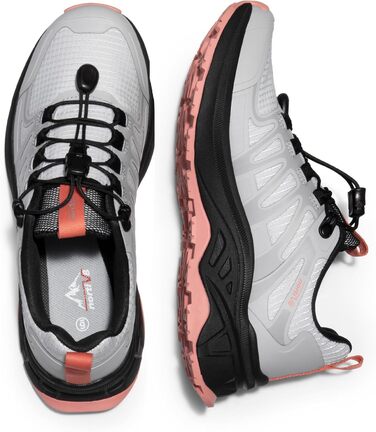 Жіночі трекінгові черевики NORTIV 8 з швидкою шнурівкою - легкі туристичні черевики для кемпінгу та відпочинку (37 EU, сірий, рожевий)