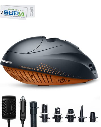 OutdoorMaster Електричний насос для SUP дошки, акумулятор 6000mAh, 16PSI, перезаряджається, автоматичне вимкнення