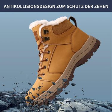 Теплі зимові черевики VisionReast з підкладкою, водонепроникні, для піших прогулянок, трекінгу, хайкінгу, для чоловіків та жінок, з шнурівкою, неслизькі, Outdoor (47 EU, Жовті)