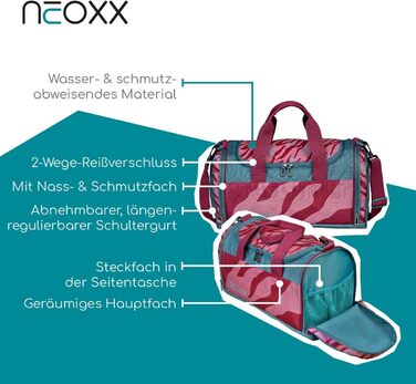 Дитяча спортивна сумка neoxx Berry Vibes з вологим відділенням для дівчат і хлопців, для тренувань, фітнесу, школи та плавання, червона