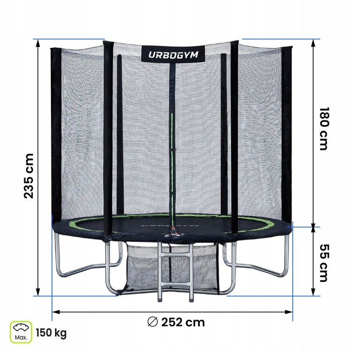 Батут із сіткою Urbogym 252 см FT 8 (244-252 см)
