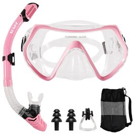 Набір для снорклінгу APLOS для дорослих: маска, трубка, ласти. Рожевий колір