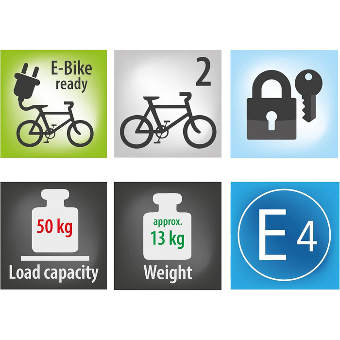 Велосипедний багажник EUFAB CROW BASIC для 2 велосипедів (E-bike), чорний, для фаркопу