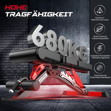 Пообoo Гантельна лава, регульована для дому, вантажопідйомність 1500 lbs, міцна лава для силових тренувань, позиції: пласка/похила/відхилена для комплексних тренувань Y160-Чорний