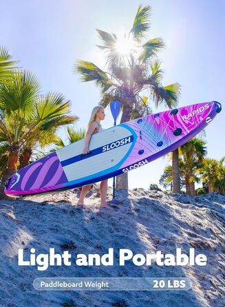Надувна SUP-дошка SLOOSH 11'6'' з преміум аксесуарами, нековзким EVA покриттям, ультралегкою сумкою та насосом, для підлітків і дорослих, колір фуксія
