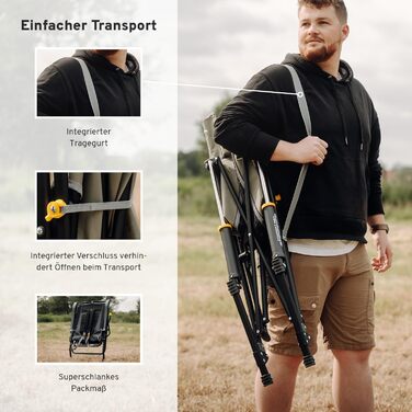 Крісло для кемпінгу CAMPWERK зі спинкою, розкладне, з підстаканником, легке в збиранні, преміум-якість