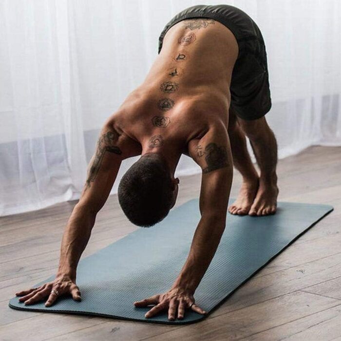 Йога мат BAJAJI: двошарова, неслизька, для фітнесу, тренувань, фітнес-клубу, 180x61 см з сумкою (рожевий/сірий)