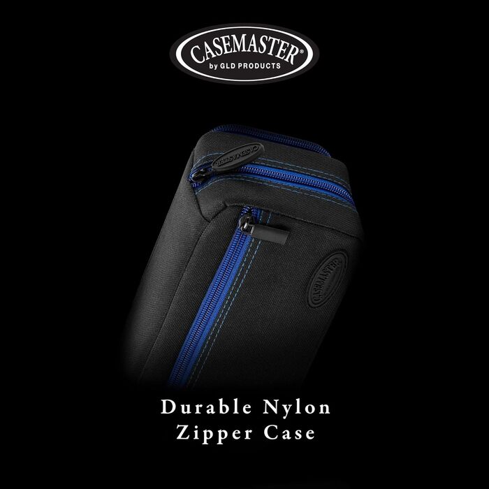 Чохол для дартс Casemaster Plazma Pro на 6 дротиків (м'які та сталеві), з великою фронтальною кишенею для мобільного, вбудованими тубусами для зберігання, кишенями для оперень та наконечників, з сапфіровим оздобленням