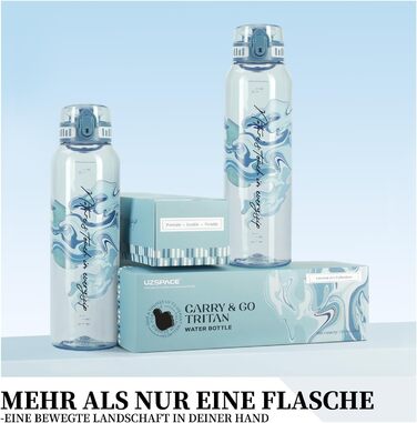 Дитяча пляшка для води UZSPACE 600мл, спортивна, без витоку, з однією рукою, для газованої води, придатна для миття в посудомийній машині, для школи та активного відпочинку, білий колір