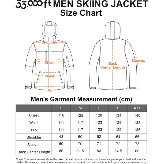 Чоловіча лижна куртка 33000ft: водонепроникна, вітрозахисна, тепла, функціональна, для сноуборду та лиж, чорного кольору