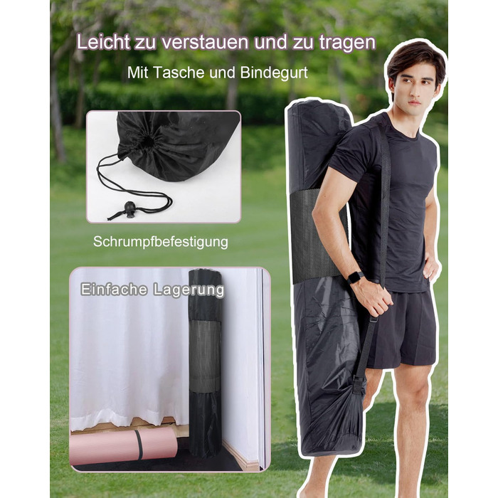 Йога мат XXL 200x130см: фітнес мат для йоги, фітнесу, занять з дітьми та для людей похилого віку. Товщина 20/15/10 мм, матеріал NBR, зелений/чорний колір