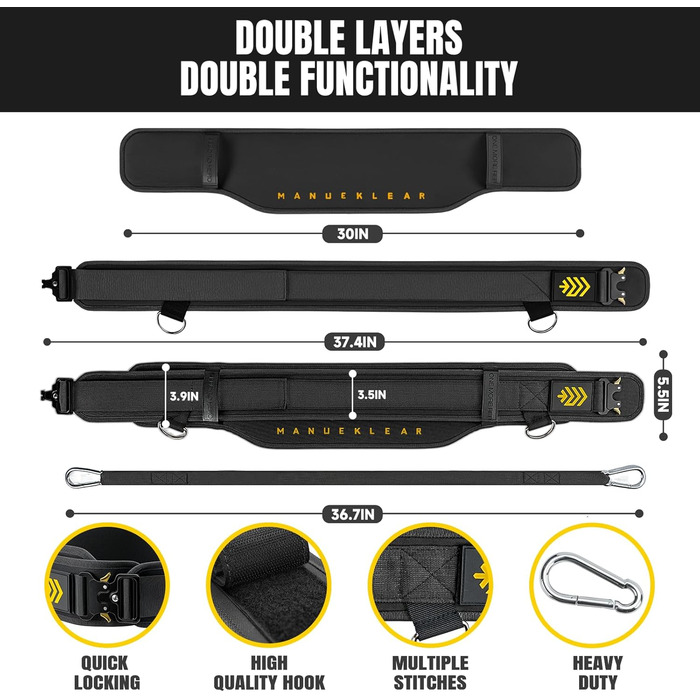 Пояс для важкої атлетики 2-в-1 з регулюванням, 92 см, для пауерліфтингу, фітнесу, присідань та підтягувань, зелений (чорний, L)