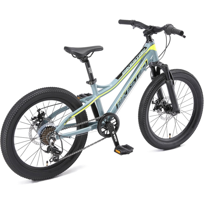 Дитячий гірський велосипед BIKESTAR 20 дюймів, алюмінієвий, 7-ступінчаста Shimano, дискові гальма, амортизаційна вилка, для дітей 6-9 років