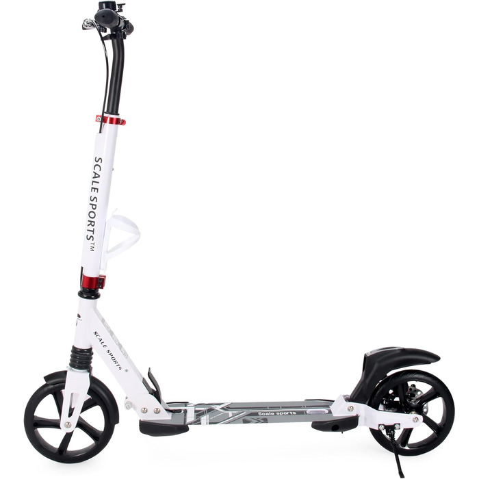 Самокат двоколісний складний Kickscooter для дітей 8-12 років, підлітків та дорослих, регульований кермо, колеса PU 200 мм, дискове та ножне гальмо, білий/чорний